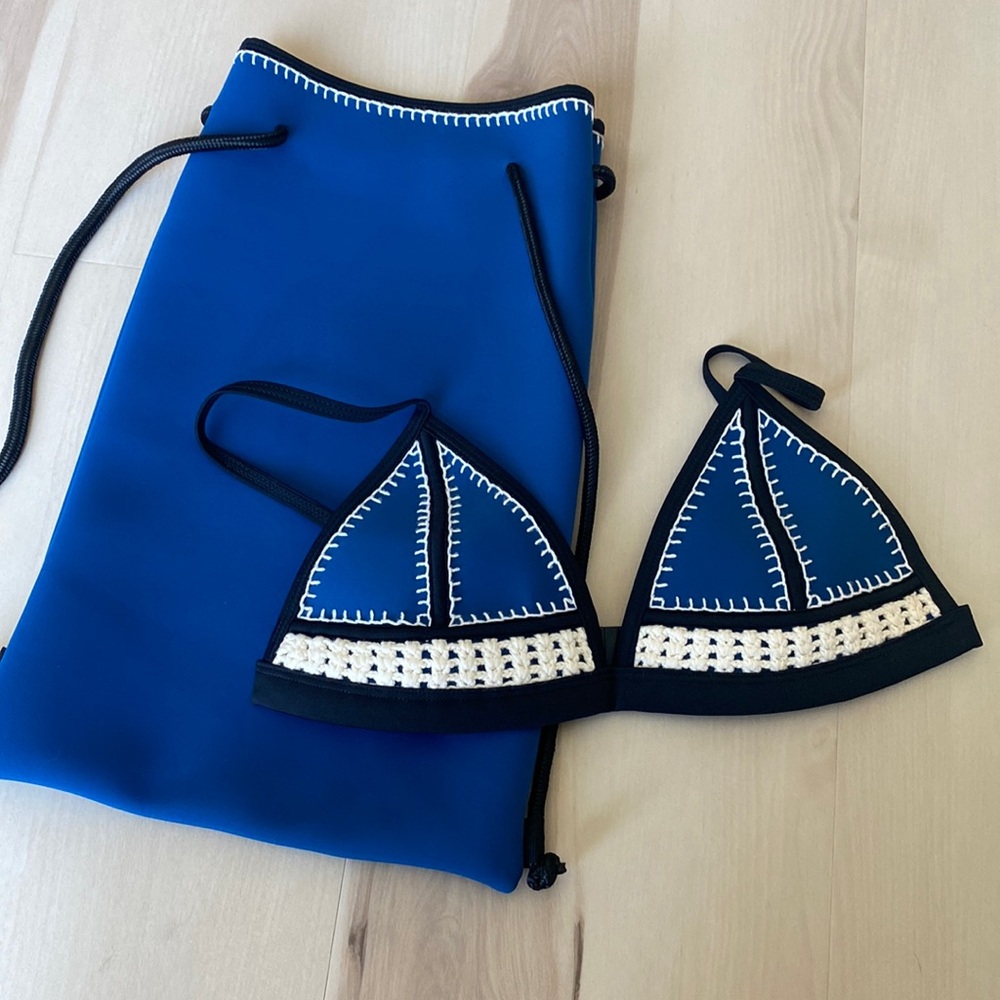 Triangl Blue Crochet Top